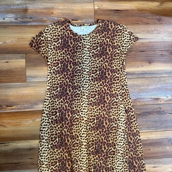 LuLaRoe Maria Brown Leopard Print Maxi Dress Size S - Picture 2 of 3